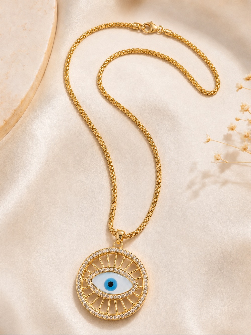 Mia Fiore Gold Plate Bronze FreshWater Mother of Pearl Eye Pendant Necklace